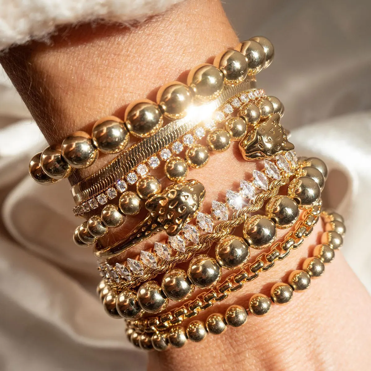 handmade Bead Chain Bangle Bracelet set(8pieces)