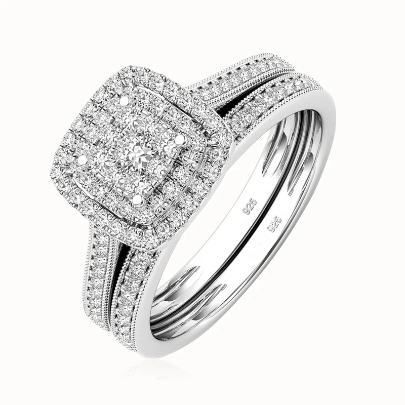 2pcs Moissanite Ring Set