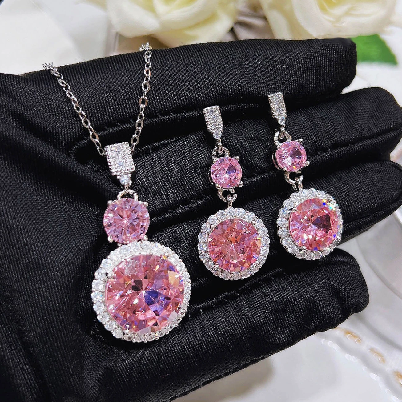 Pink Zircon Jewelry Set