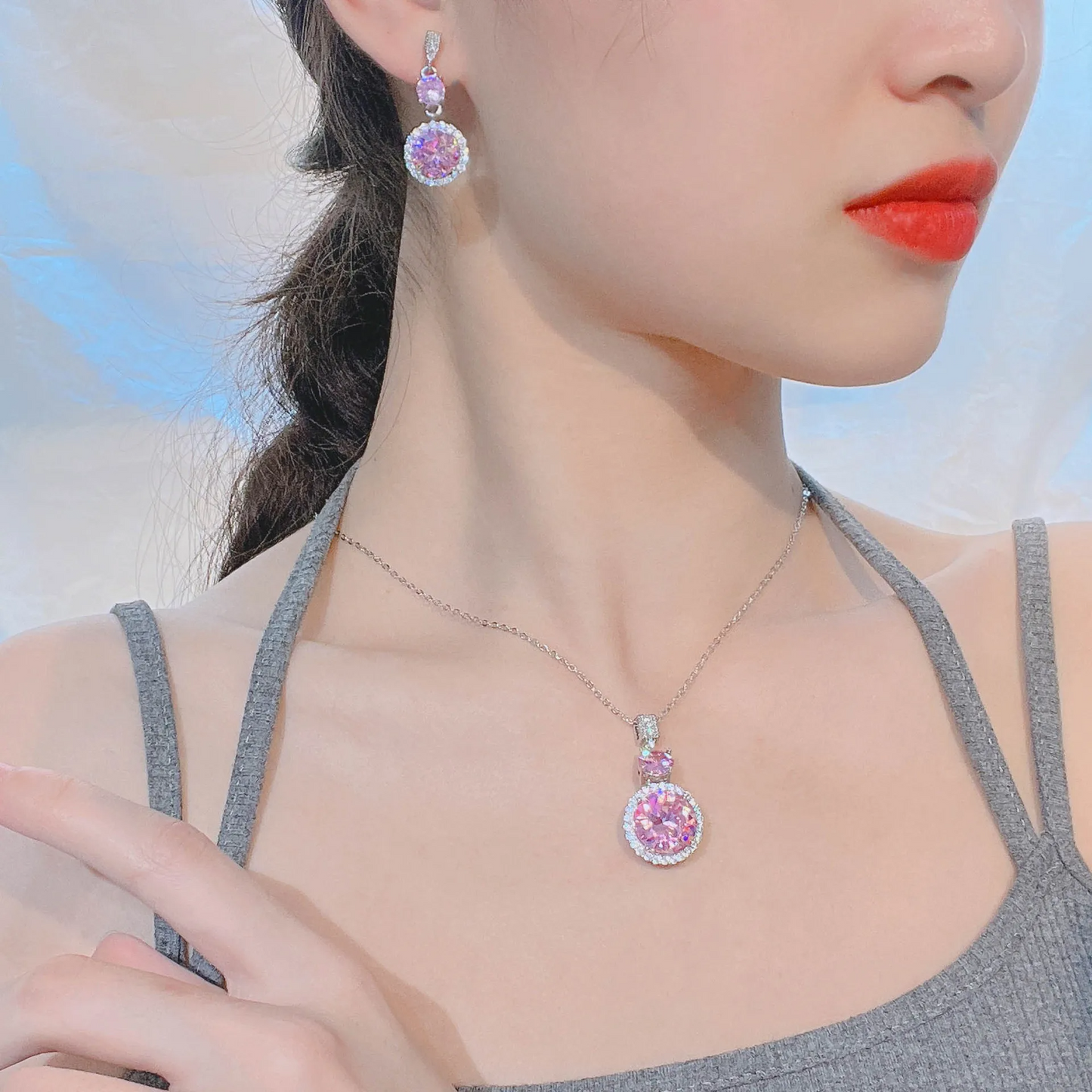 Pink Zircon Jewelry Set