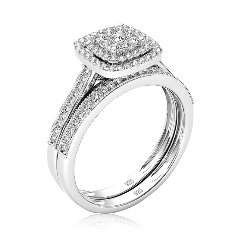 2pcs Moissanite Ring Set