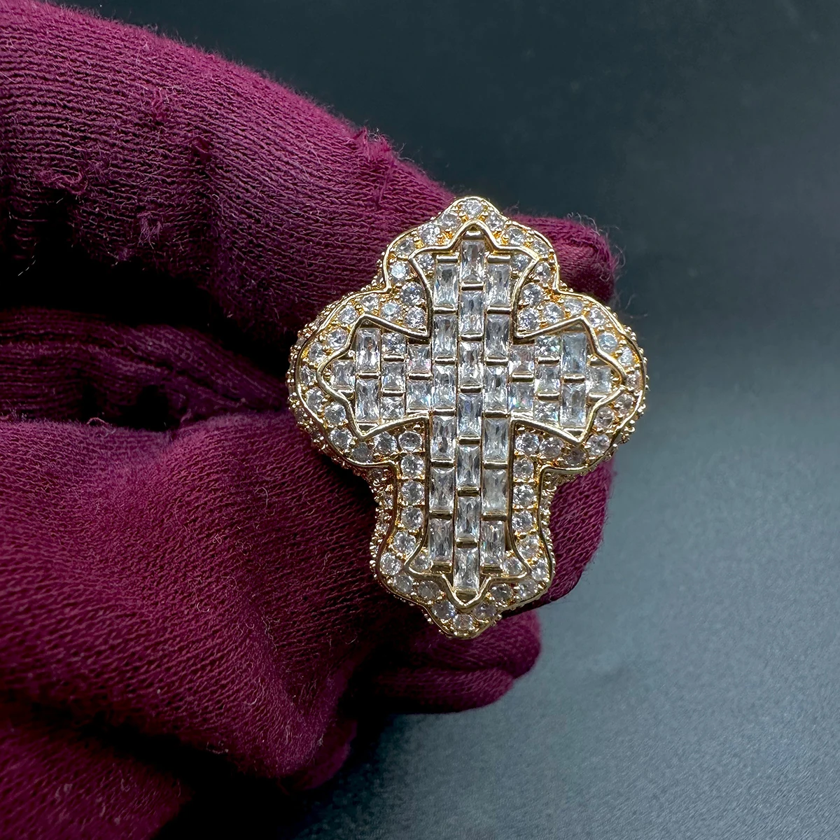 Cross Finger Ring Iced Out