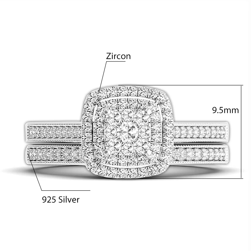 2pcs Moissanite Ring Set