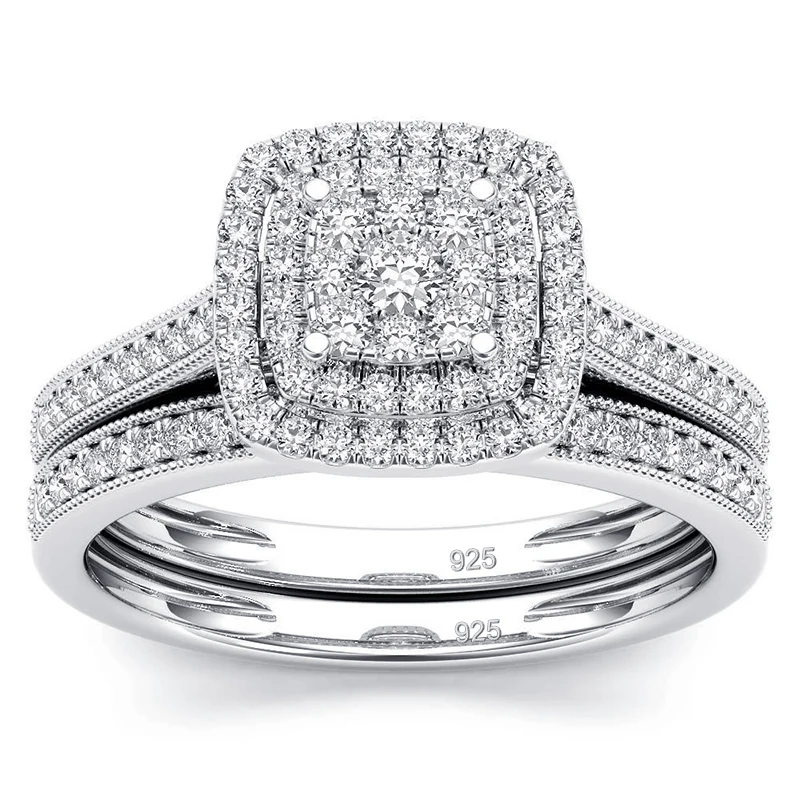 2pcs Moissanite Ring Set