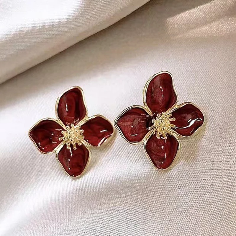 Handmade hibiscus flower earring